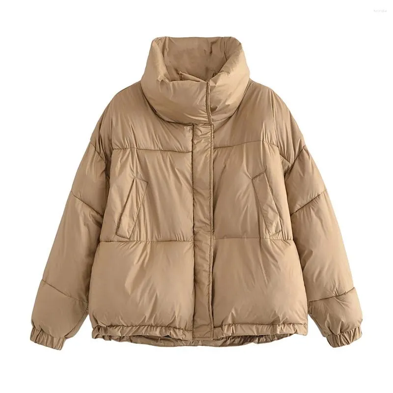 Veste d'hiver en duvet pour femmes, manteau droit rembourré en Polyester avec fermeture éclair, couleur unie, Parka chaude, vêtements en coton gris, 2023