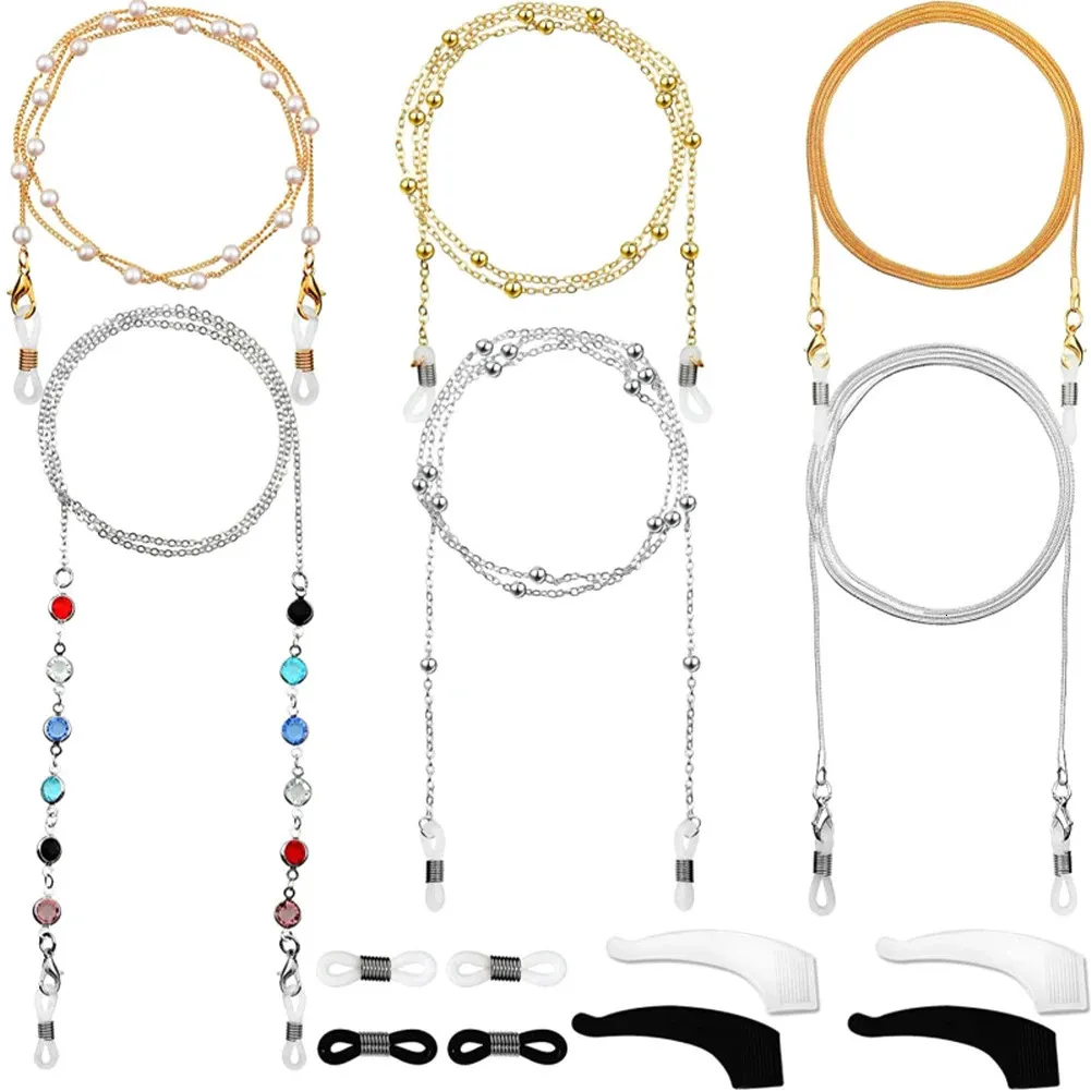 Eyeglasses chains 6 pièces lunettes sangle lanière antidérapant cercle chaîne de lunettes ensemble extérieur quotidien adulte avec crochet lunettes universel ajustement décoration 231121