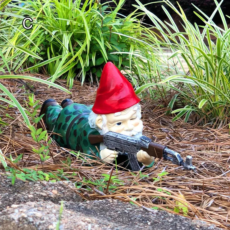 Garden Decorations Funny Army Gnome Statue Harts Desktop Lawn Ornament Figur Skulptur Outdoor Home Yard Decor Decoration Statyer 230422