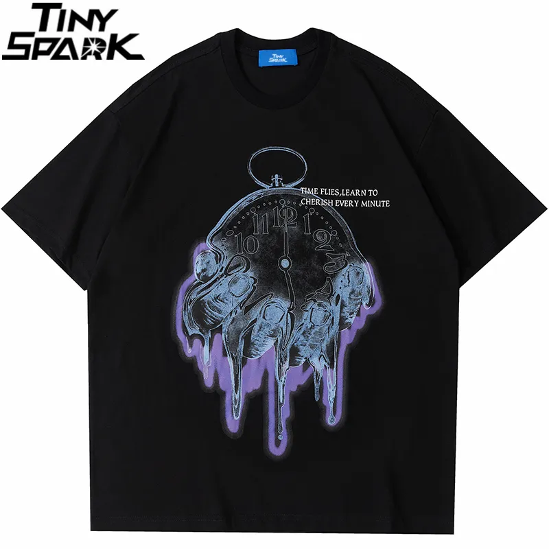 Koszule mężczyzn 2023 Hip Hop Streetwear Oversize Tshirt HARAJUKU Time Muchy Letter Drukuj T Shirt Men Summer Short Shirt Thirt Cotton Loose 230422