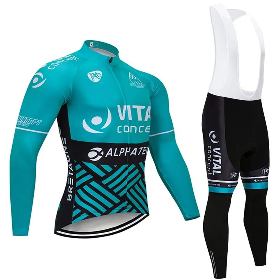 Nouvelle équipe VITAL cyclisme JERSEY bavoirs pantalon ensemble Ropa Ciclismo hommes hiver thermique polaire pro vélo veste Maillot wear285V