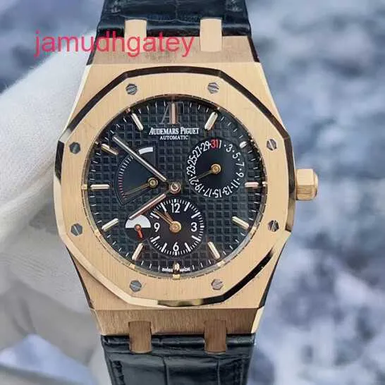 Ap Swiss Luxury Watch Epic Royal Oak Series 26120or Piastra nera Materiale oro rosa 18 carati Orologio da uomo a due posizioni Tempo Data Memoria dinamica Display giorno e notte 39 mm