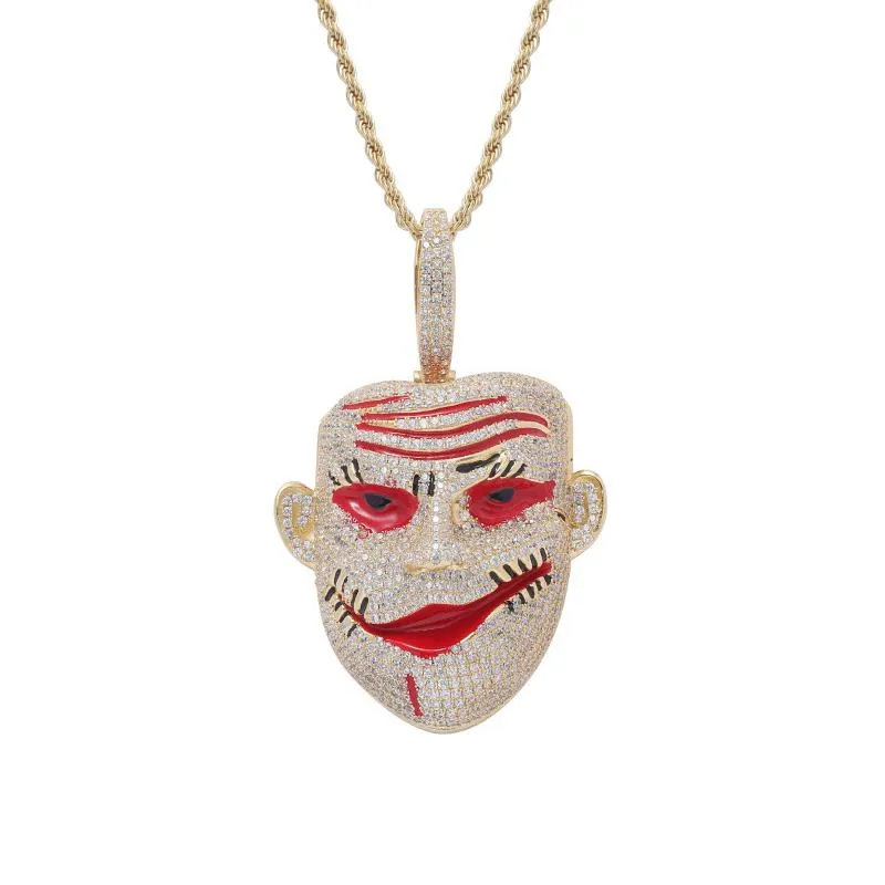 Подвесные ожерелья хип -хоп когти установка Cz Stone Bling Out Clown Mask Pendants для мужчин Рэппер Ювелирные изделия Drop Pendantpendend
