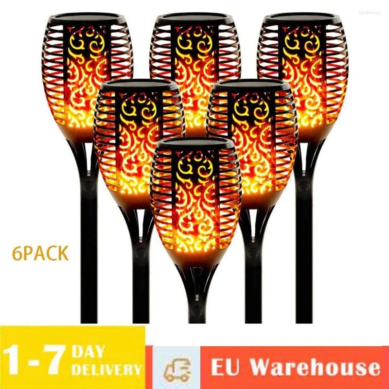 Luzes de grama 6pcs Luzes de tocha solar led de tocha de tocha iluminação externa iluminação à prova d'água Paisagem do solo do solo decoro decorar