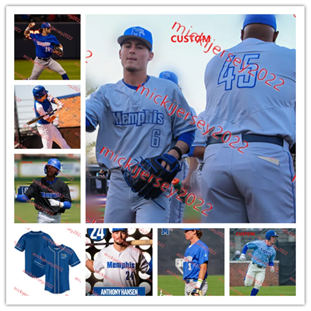 Ben Brooks Memphis Tigers Baseballtrikot Jacob Compton Zach Wilson Logan Kohler Blake Daniels Chris Swanberg Austin Baskin Memphis Trikots Maßgeschneiderte Herren