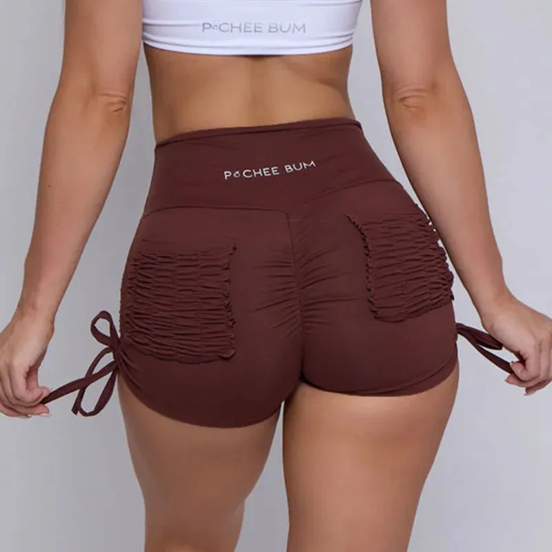 Yoga Outfit Pchee Bum Scrunched Pocket Scrunch Butt Shorts For Women Cycling Jogging Fitness High Waist Push Up Gym 231122