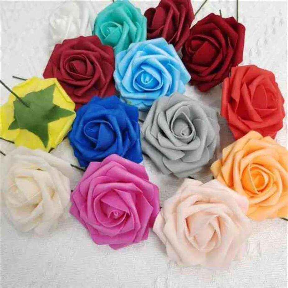 Prezenty dla kobiet Szmaragdowe zielone kwiaty Sztuczna róża 8 cm 100 szt. Łowcy zielone kwiaty na przyjęcie weselne bukietu na pannę młodą 240G
