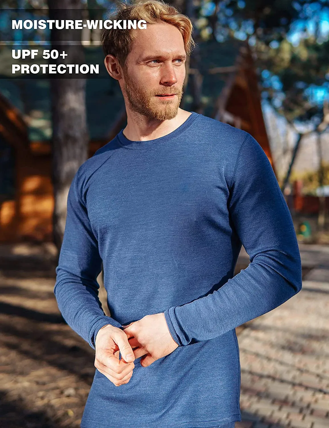 Men's Thermal Underwear 100% Merino Wool Base Layer Men Merino Wool Long  Sleeve 240G Midweight Thermal Underwear Wicking Breathable Top Hiking Socks