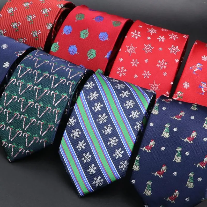 Bow Ties Design Christmas Necktie For Men Father Festival Gift Red Striped Cartoon Snowflake Candy Cane Pattern Tie Party Accessories