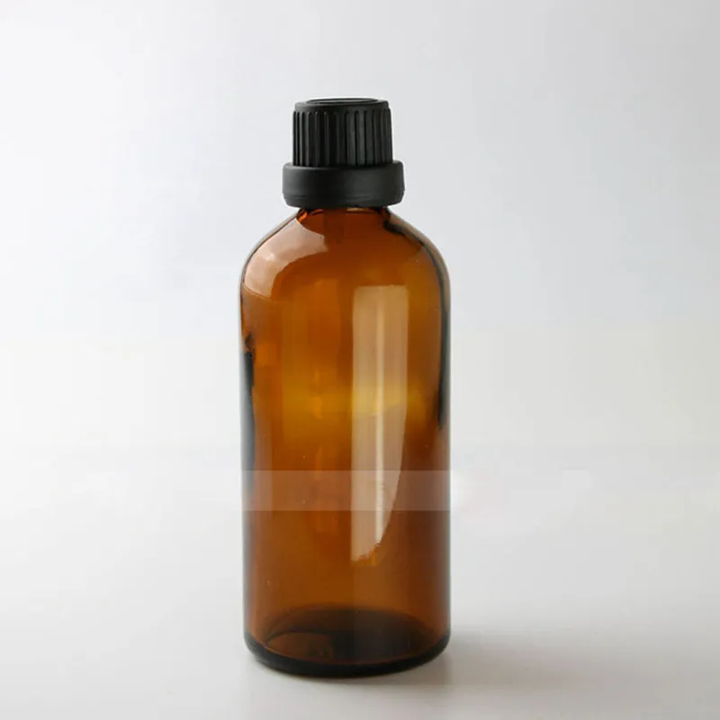 Bottiglie di contagocce in vetro ambra e succo di ambra vuoto da 100 ml di olio essenziale all'ingrosso contenitore con pipetta ricaricabile