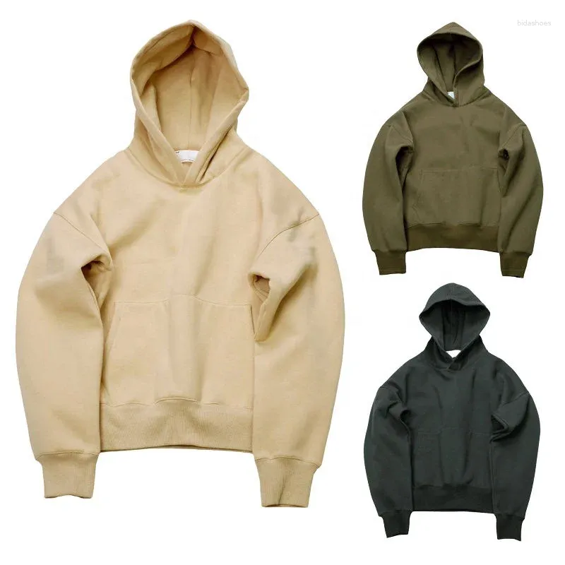Men's Hoodies Blank Sweatshirts Custom Logo Pattern Mens Oversized Drop Shoulder Sweatwear Pullover Plain Solid Color Loose Men Tops