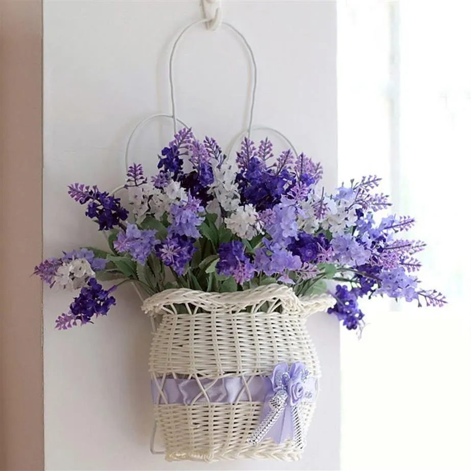 Künstlicher Blumen-Hängekorb mit Blumen, Lavendel, Dekoration für Wohnzimmer und Schlafzimmer, Y0104292a