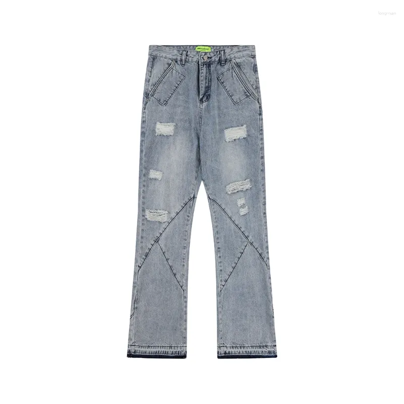 Jeans pour hommes effilochés trou lavé bleu baggy pour hommes et femmes streetwear droite Ropa Hombre Pantalones Denim Pantalon surdimensionné