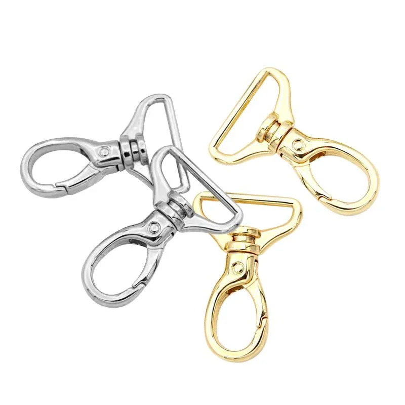 Keychains 5 stks goud verzilverde snap kreeft clasp sleutelhanger metalen push gate zwenk klembeurt portemonnee maken accessoires maken