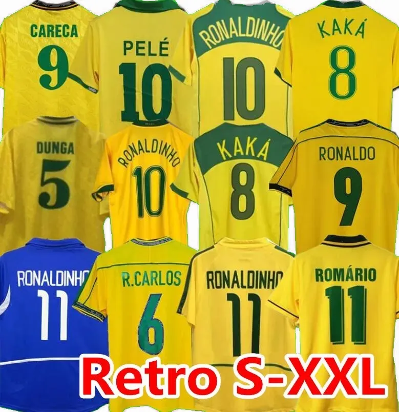 1970 Pele 2002 Retro Brasil Soccer Jerseys 1998 Koszulki vintage Carlos Romario Ronaldo Ronaldinho 2004 Camisa de Futebol 1994 Bebeto 2006 1982 Rivaldo 1958 1962