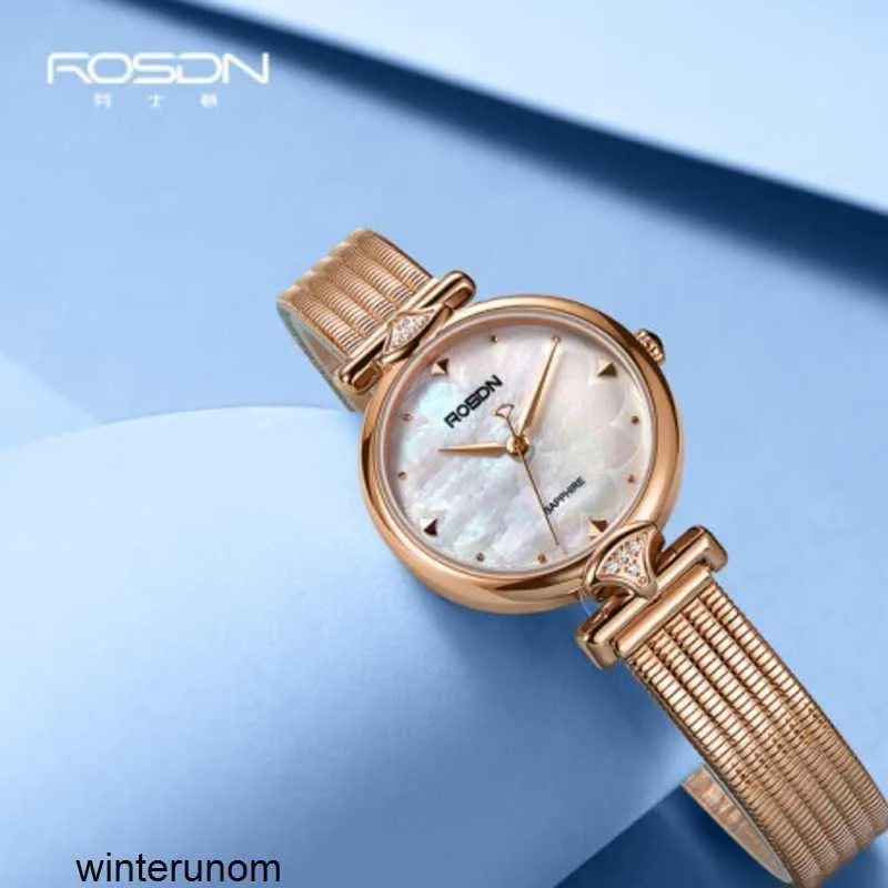 Rosdn Import Watches Rosdn Watch Women's Fashion Simple Quartz Women's  Watch with Diamond Inlaid Waterproof Women's Watch 3691 Rose Gold White  Face