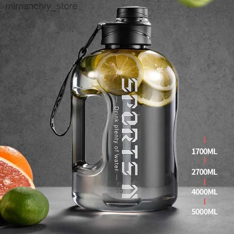 water bottle 4L/5L Big Water Bott Outdoor Gym Cycling Hiking Fitness Sports Bott with Hand akproof Wide Mouth Precise Sca Cup 1.7L Q231122