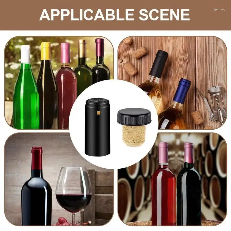 Bouchons pour bouteilles de vin | Bouchons à vin en PVC noir  thermorétractables - Scellant pour bouteilles de vin, bouchons rétractables  pour