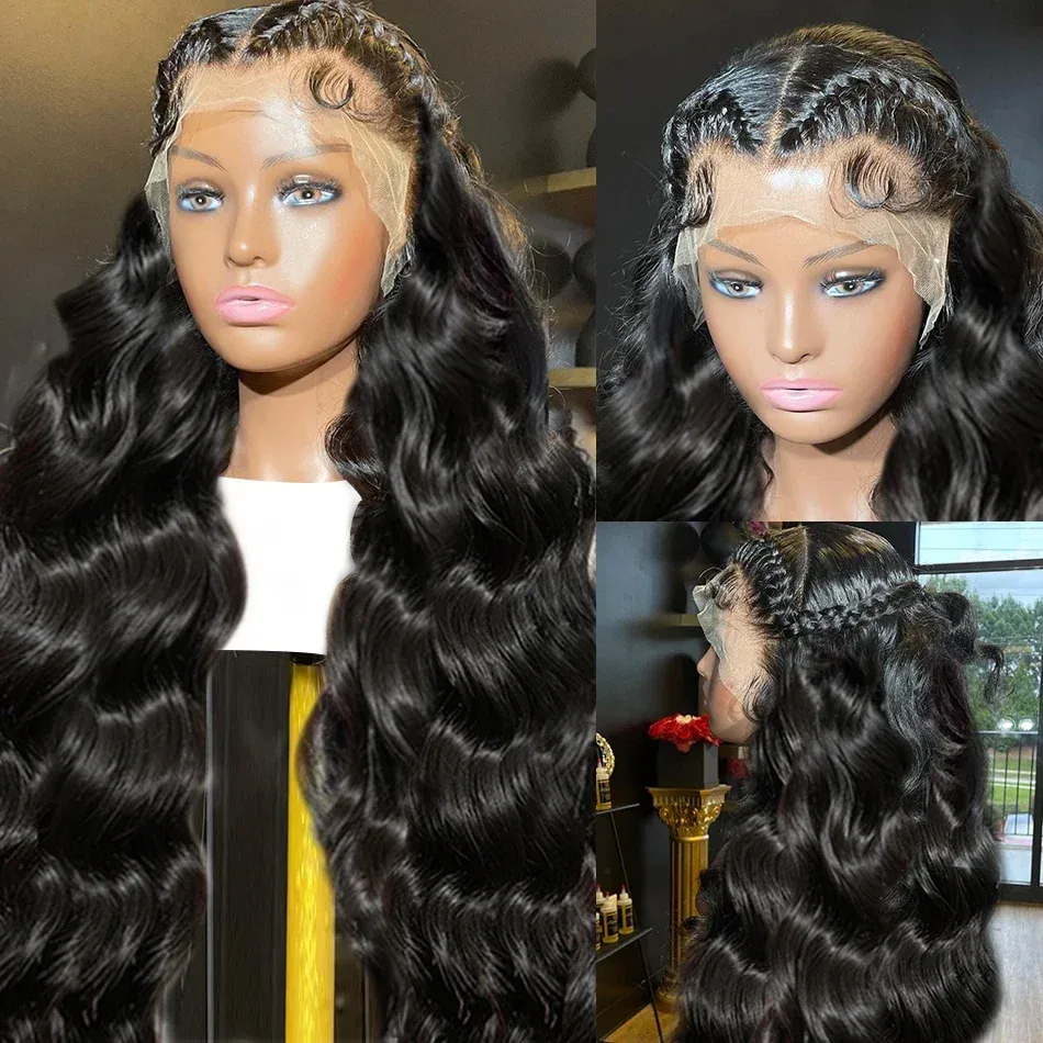 Produit : Peruvian Hair HD 13X4 Perruque Frontal Lace Transparent Body Wave Simulation Cheveux Humains Prête à Porter Sans Colle 250 Densité