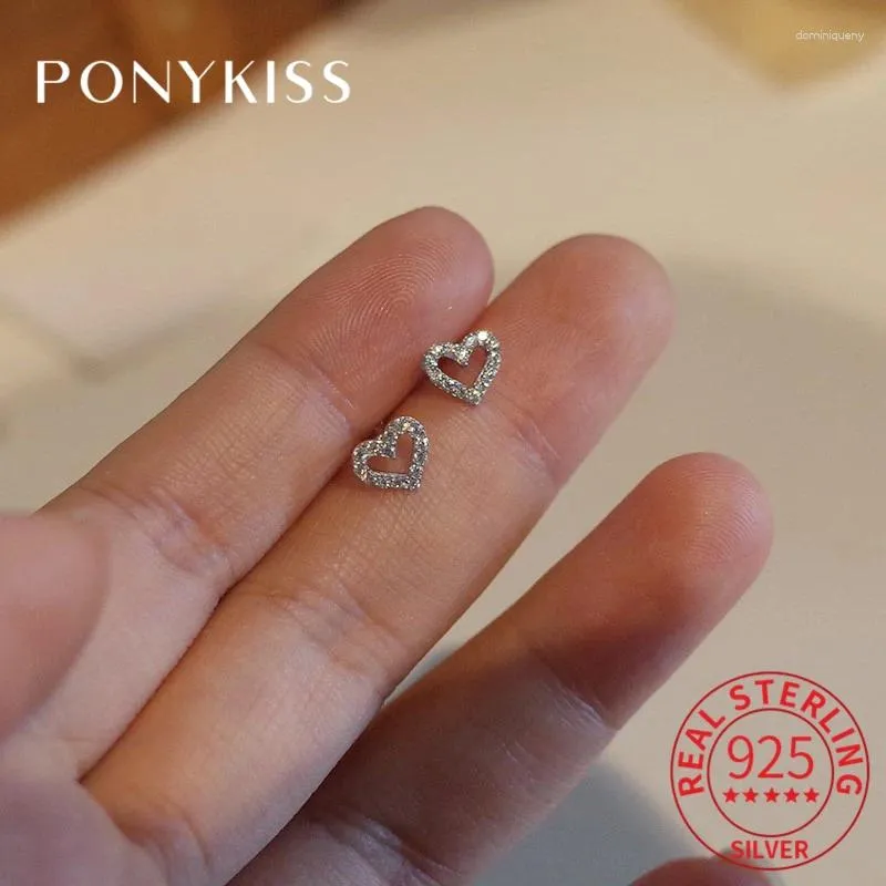 PONYKISS – boucles d'oreilles tendance en argent Sterling 925, minimaliste, cœur, Zircon, or 14 carats, jolis bijoux fins pour femmes