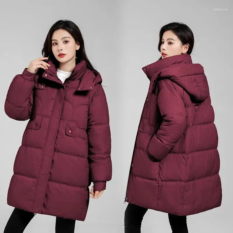 Casacos de trincheira femininos grosso quente para baixo algodão acolchoado jaqueta outono inverno casaco feminino plus size puffer longo parka manga com capuz coreano