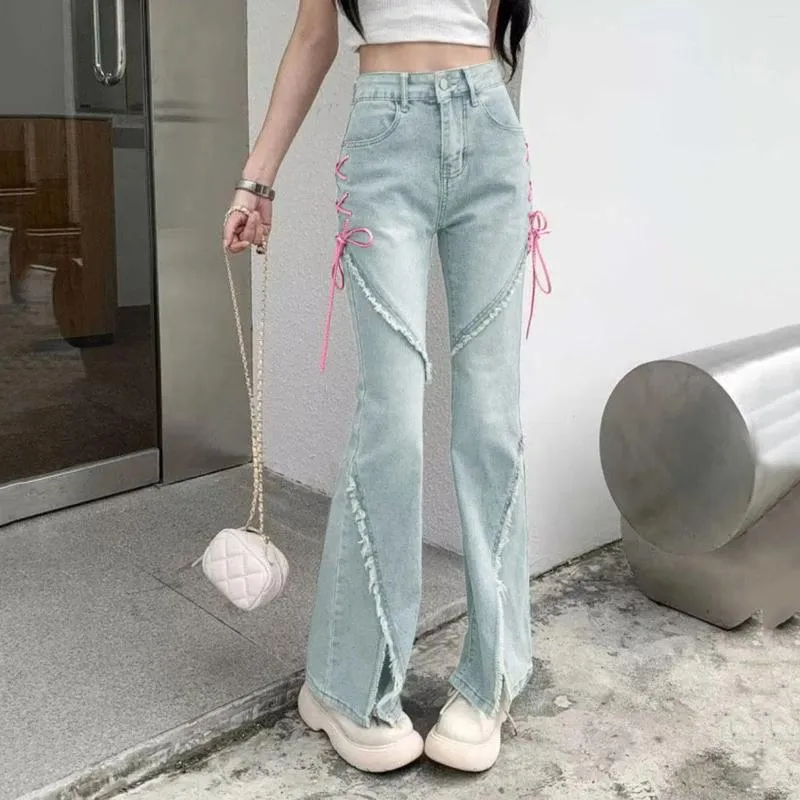 Jeans pour femmes Femmes Long Jean Plus Taille Baggy Pantalon avec taille haute Y2K Girl Style Casual Vintage Denim Streetwear