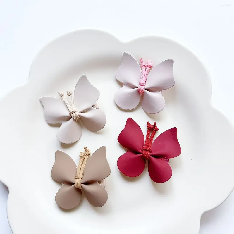 Hair Accessories High-End Leather Butterfly Hiar Clip For Girls Sweet Princess Hairpins Handmade Kids Barrettes Child