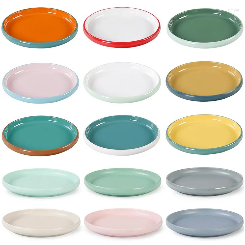 Plates Melamine Round Fruit Dessert Snack Candy Bread Plastic Plate Kitchen Dinner Picnic Tableware Lightweight Dish Dishwasher Safe