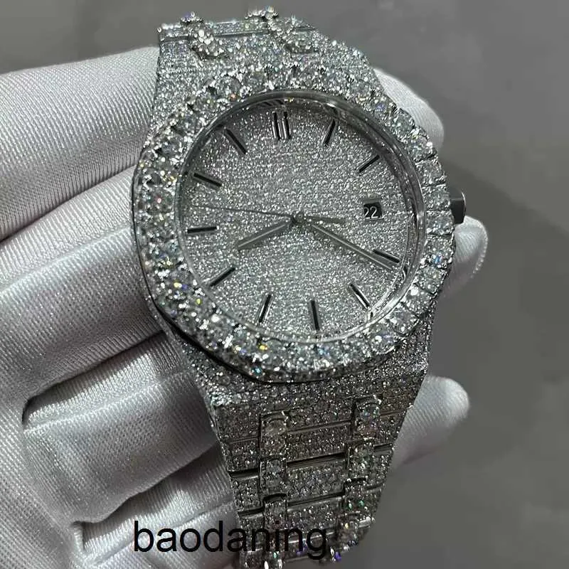 Watches Version AP VVS Moissanite Mens Automatic Silver Diamonds Pass Test Top Quality ETA Movement 904L Rostfritt stål Iced Out Sapphire Watch Waterproof Cy