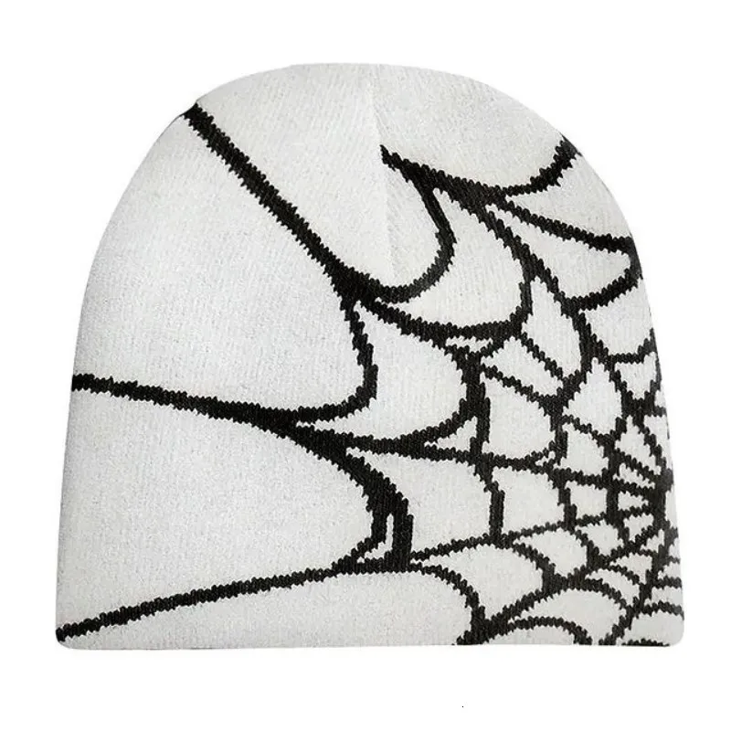 Czapki czapki z czapką pullover wełna wełna pająka drukowana ciepła hiphopowa moda street punkowa czapka zimowa y2k gotycka unisex 230421