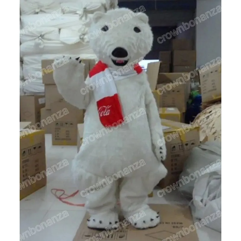 Adult Size White Polar Bear Mascot Costumes Halloween Cartoon Character Outfit Suit Xmas Outdoor Party Festival Dress Promotional Advertising Clothings