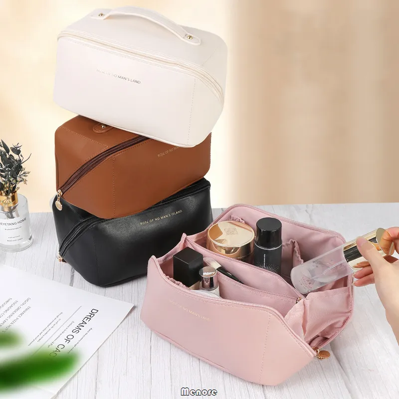 Kosmetiktaschen Cases LargeCapacity Travel Makeup Bag Multifunktions-Pu-Beutel Frauen Tragbare Toilettenartikel Organizer Wasserdichtes Badezimmer Washbag 230421