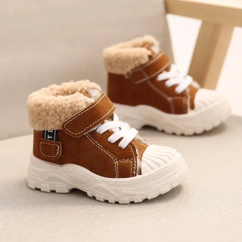 Botas crianças quentes inverno meninos mais engrossar sapatos de algodão de veludo meninas impermeáveis curto bebê 231122