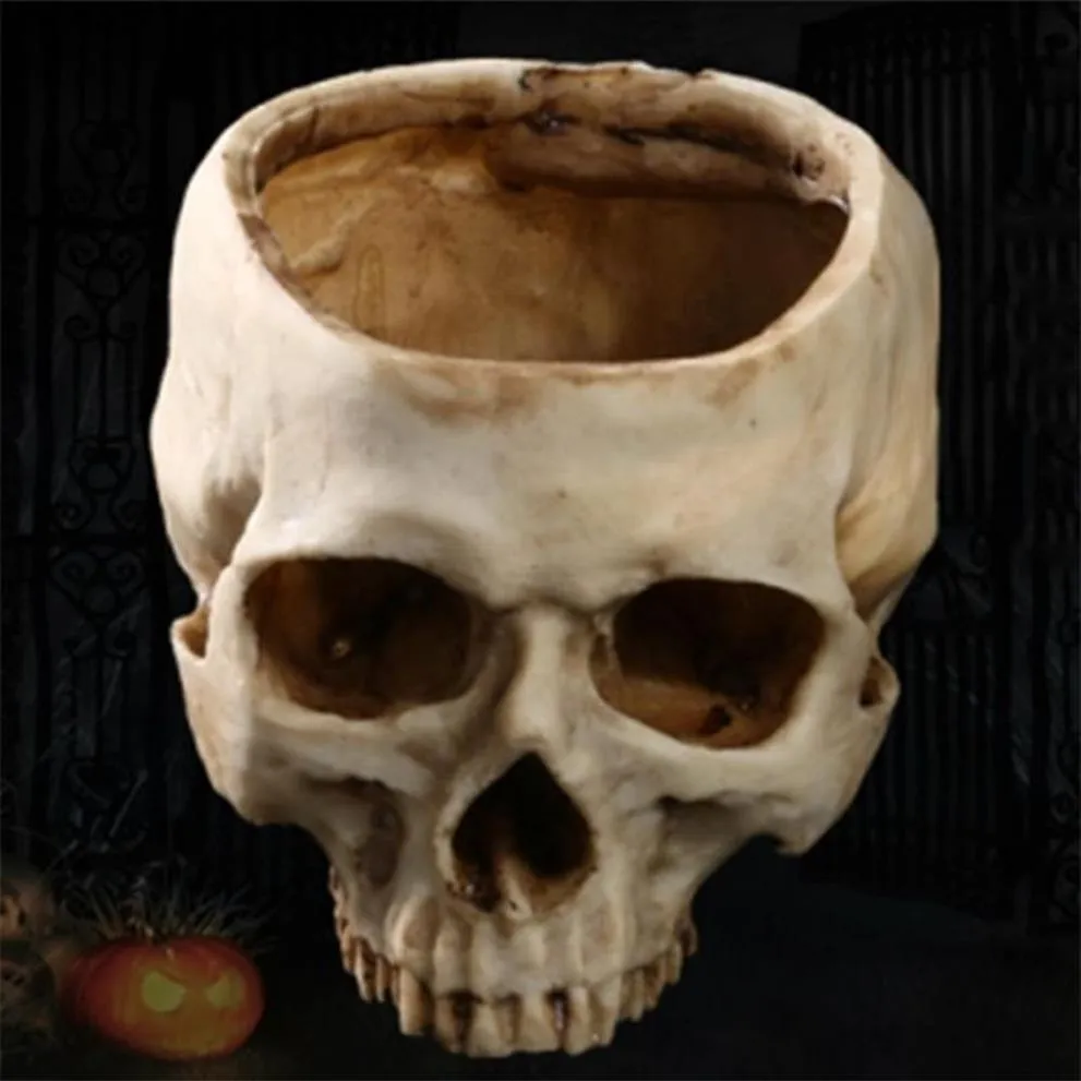 Artigianato in resina Dente umano Insegnamento Modello di scheletro Halloween Home Office Fioriera Fioriera Cranio Decorazione 2206142538