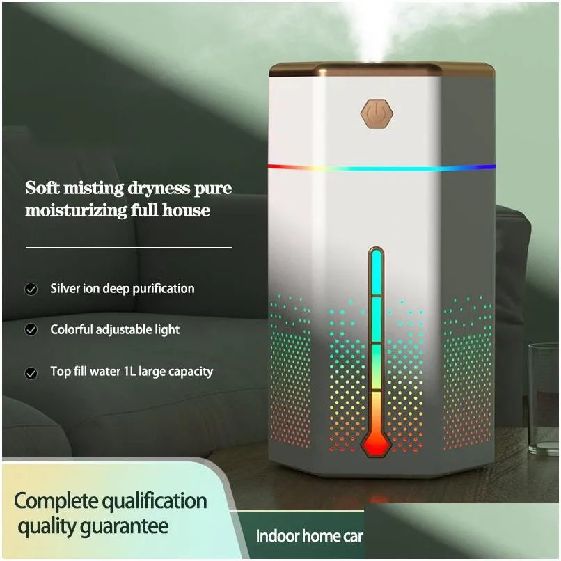 Autres appareils de climatisation Tout neuf et de haute qualité 1000 ml 7 couleurs LED diffuseur d'aromathérapie pour humidificateur silencieux intérieur maison Dhxpc