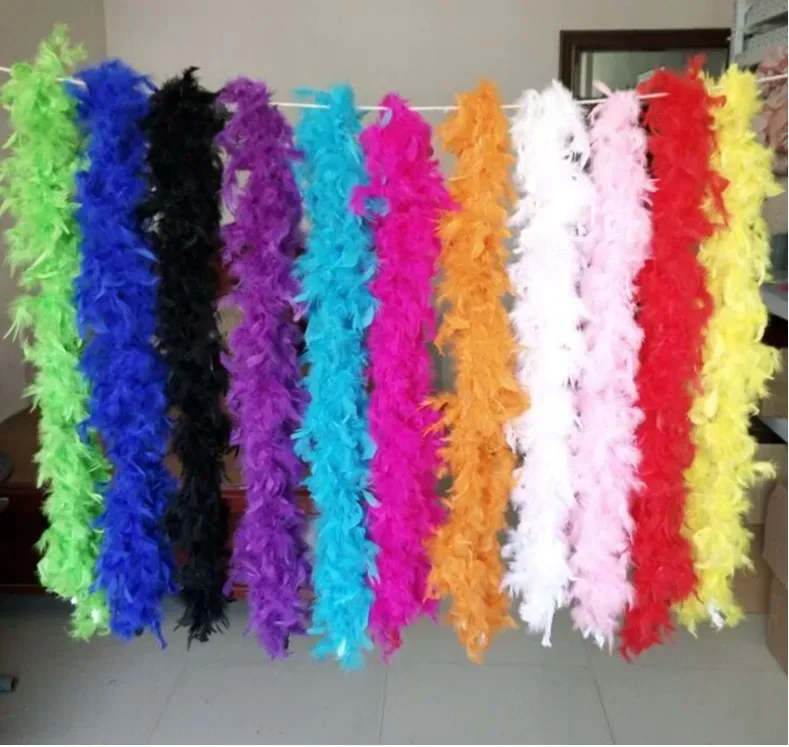 Pink Chandelle Feather Boa 200cm/pcs Wrap Burlesque Can Can Saloon Sexy Costume Accessory Turkey Marabou Feather Boa Many Colors Available