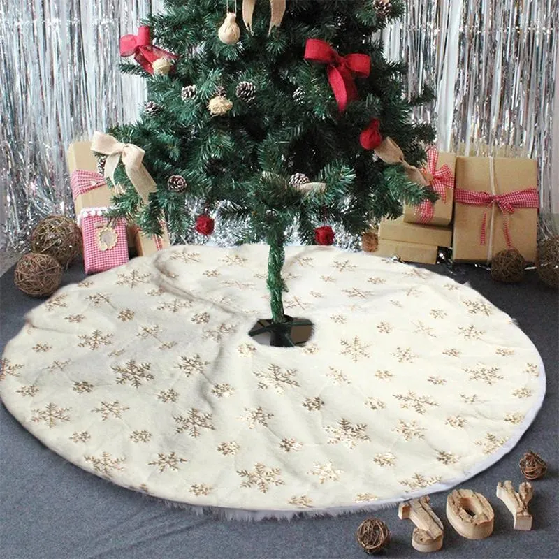 Juldekorationer träd kjol snöflinga vita plysch mattor ornament för hemrumsdekor år jul noel present navidad 2023