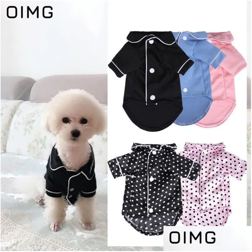 Hundebekleidung O Luxus-Pyjamas Button Solid Homewear Haustier-Nachtwäsche Winterkleidung Welpen-Katzen-Hemden für Hunde Haustiere T-Shirts Drop-Lieferung DHNVP