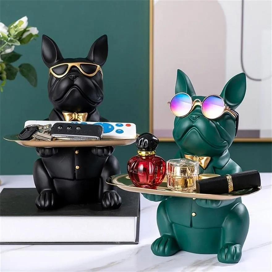 Resina Fredda Bulldog Statua Banca di Moneta Figurine Decorazione Della Casa di Arte Moderna Tavolo di Stoccaggio Soggiorno Arredamento Accessori 220426245n