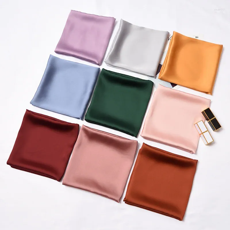 Scarves Fashiob Kerchief Silk Satin Hair Scarf Plain Colors Small Shawls Fashion Scarfs Female 70cm Square Bag For Ladies