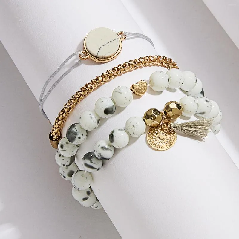 Charmarmband Rinhoo Bohemian Natural Stone Bead Armband Set For Women Heart Luxury Gold Color Gotic Jewelry Accessories