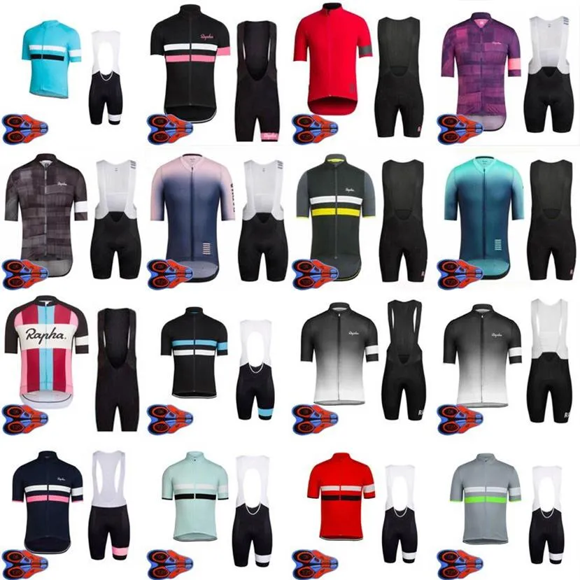 Rapha Team Bike Cycling Jersey Set Summer Mens Short Sleeve Bicycle Outfits Road Racing Clothing Outdoor Sports Uniform Ropa Cicli1942