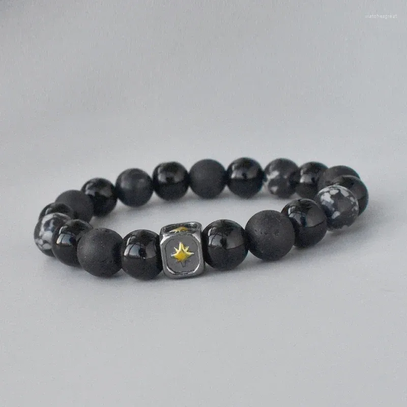 Brin noir pierre de lave étoile breloque perles naturelles Bracelet pour hommes femmes Bracelets tressés à la main réglable bijoux Pulseira