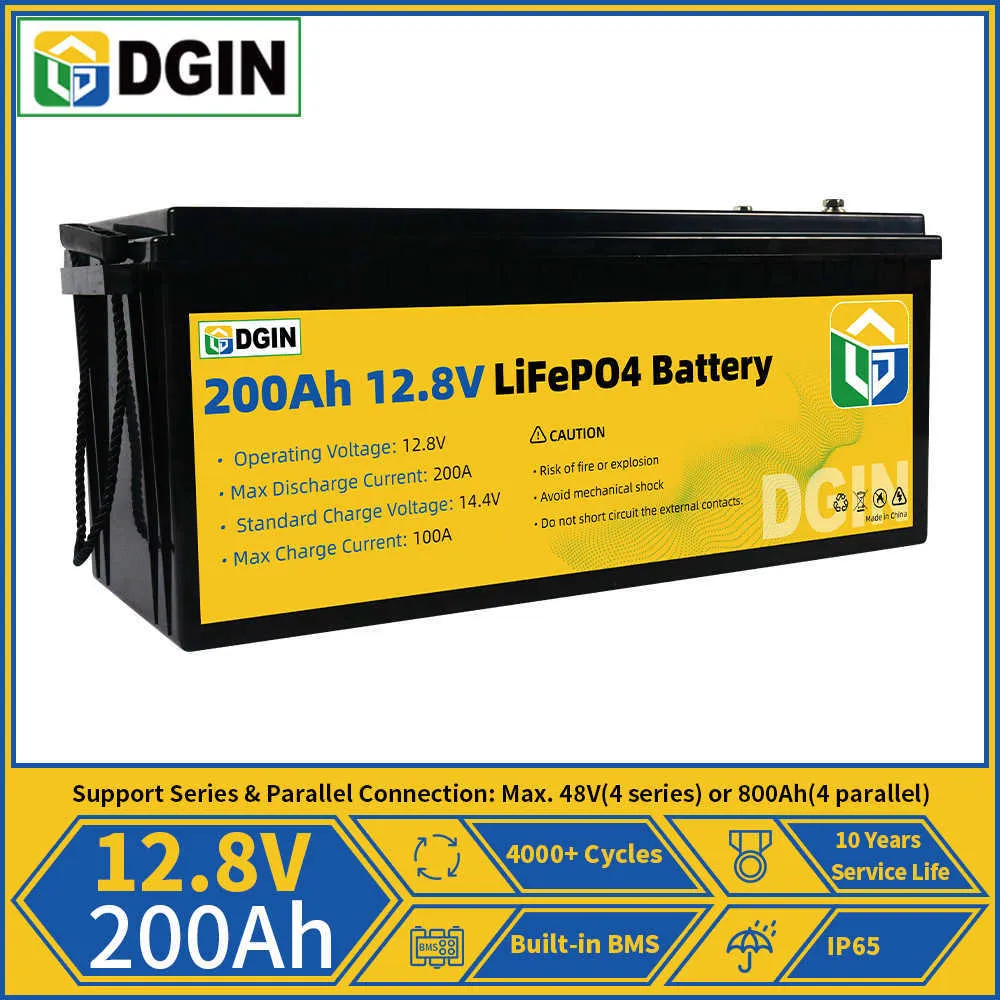 Yepyeni 12V 24V 100AH ​​200AH LIFEPO4 Pil Lityum Demir Fosfat Güneş Pili Yerleşik BMS EV RV Vans Golf Arabaları Forklift