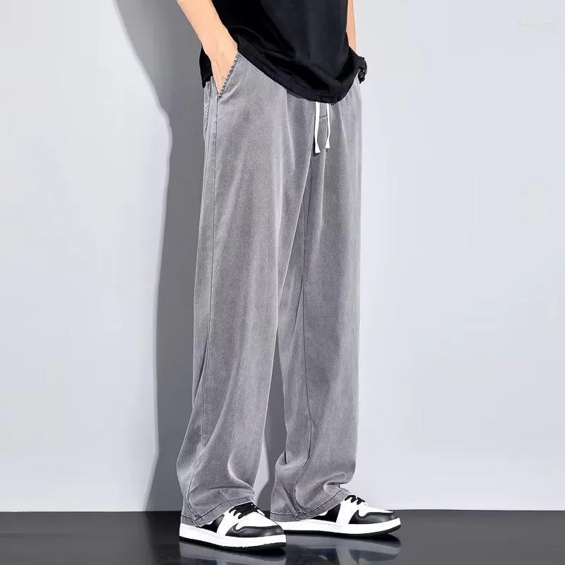 Men's Baggy Pants Loose Straight Wide Leg Solid Color Casual Long
