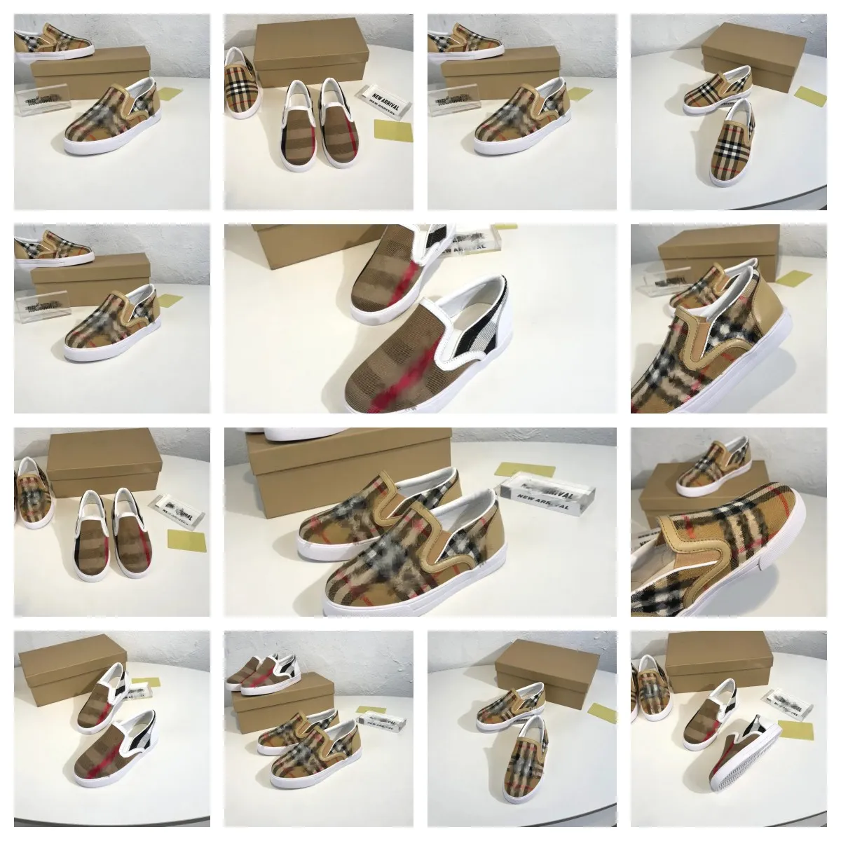 Sıcak Kids Designer Spor Sneakers Lüks Marka Tasarımcı Ayakkabı Klasik Yaz Bahar Unisex Baskı Ekose Ev Çek Slip-On Tembel Toddler Nefes Alabilir Açık Ayakkabı Boyutları 25-35