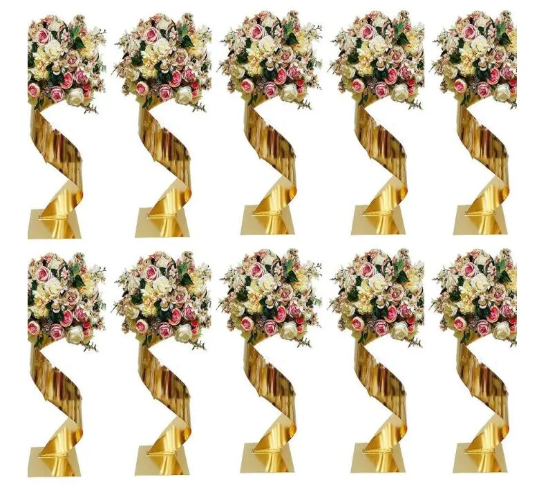 Gold Flower Road Lead Metal Wedding Table Centerpieces Flower Stand Flower Vase Event Party Home Hotel Decoration