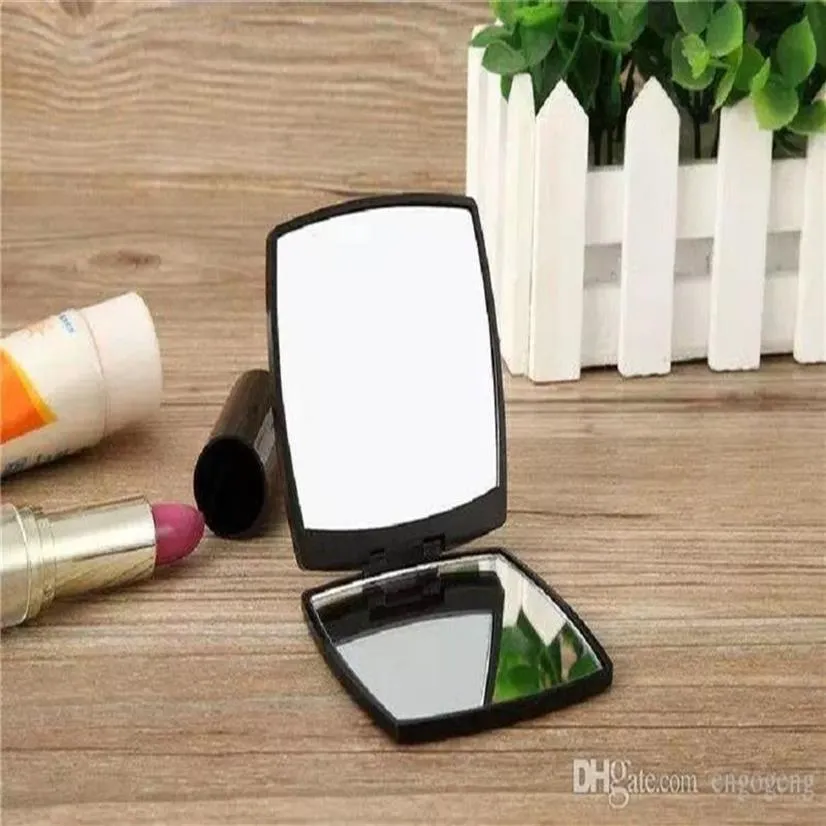 Fashion acrylic cosmetic portable mirror Folding Velvet dust bag mirror with gift box black makeup mirror Portable classic style 241c