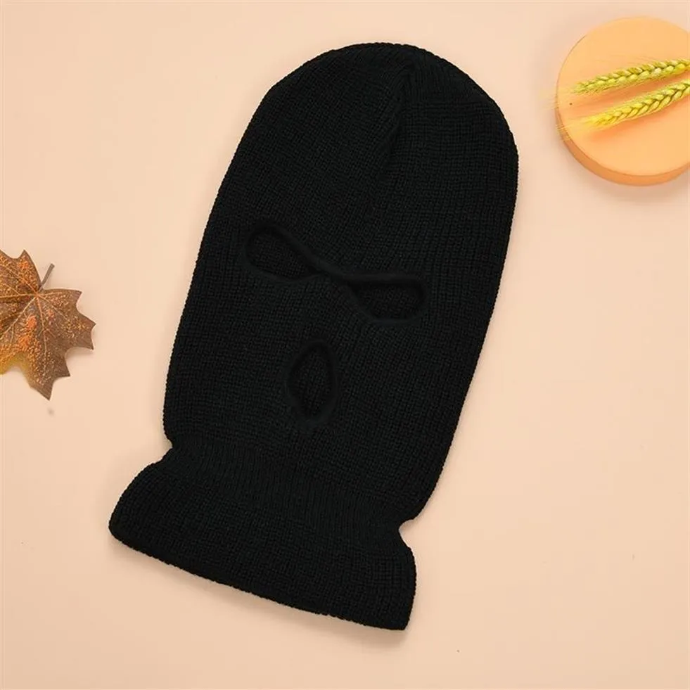 Outdoor Sports Warm Three-hole Wool Knitted Hat Anti-terrorism Headgear Robber Bandit Baotou Mask Cycling Caps & Masks229A