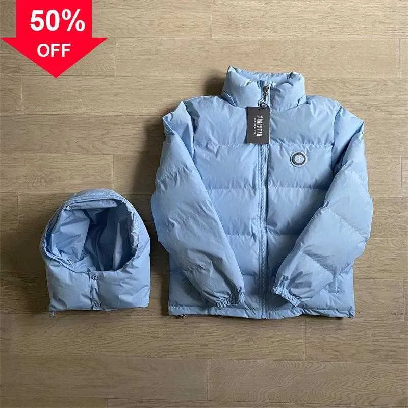 Trspstar Vestes pour hommes Sweat à capuche pour hommes Hiver Londres Doudoune à capuche amovible Bleu glace Polaire Activewear Femmes Vêtements chauds Bébé Trapstar Manteau 3g15